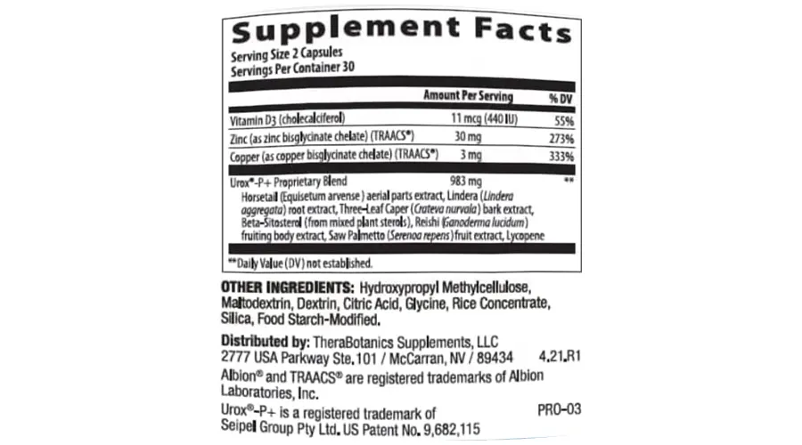 Ideal Prostate Plus Ingredients